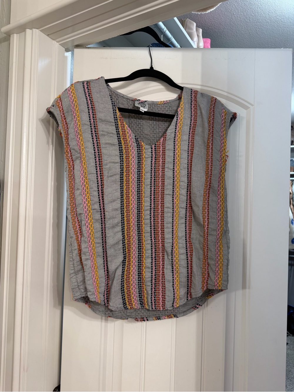 Ivy Jane V-Neck Embroidered Stripe Top